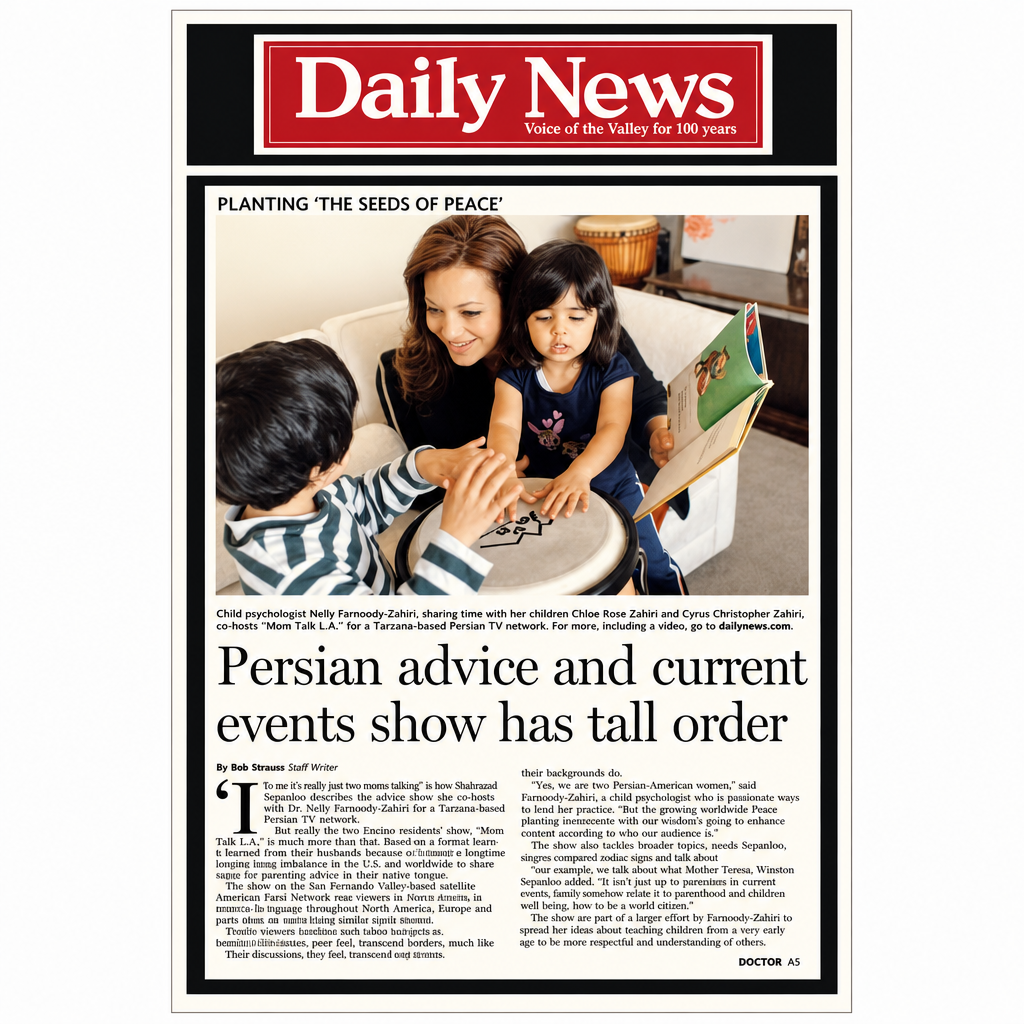Los Angeles Daily News feature: Planting 'The Seeds of Peace' with child psychologist Dr. Nelly Farnoody-Zahiri
